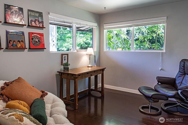 21424 Calhoun Rd, Monroe, WA 98272 - sitting room with dark wood finished floors and baseboards