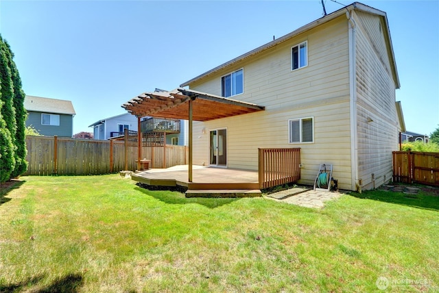 3929 152nd Pl SE, Bothell, WA 98012 - back of house with a pergola, a fenced backyard, and a wooden deck