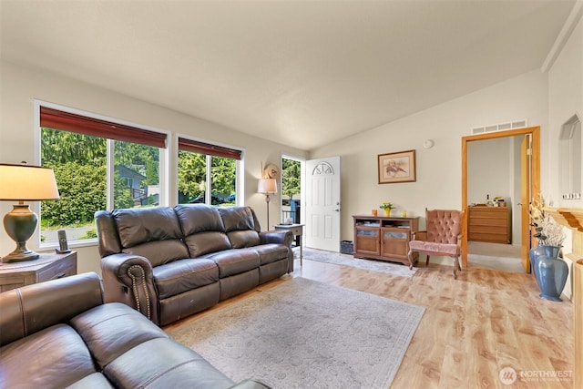 2174 Yew Street Rd Unit 22, Bellingham, WA 98229 - living area featuring vaulted ceiling and light wood finished floors