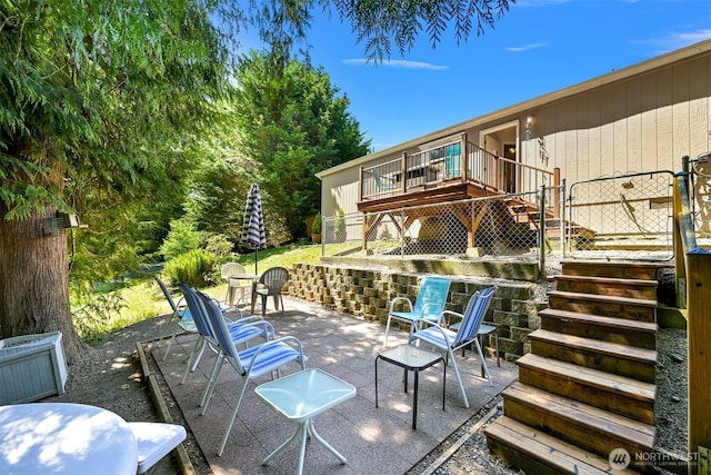 2174 Yew Street Rd Unit 22, Bellingham, WA 98229 - view of patio with stairs and a wooden deck
