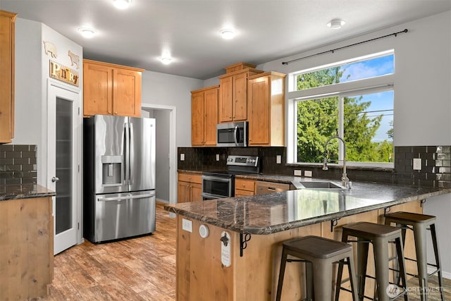 3664 N Red River Rd, Ferndale, WA 98248 - kitchen with appliances with stainless steel finishes, a peninsula, and backsplash