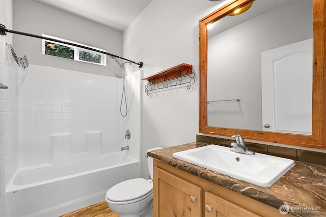 3664 N Red River Rd, Ferndale, WA 98248 - bathroom featuring vanity, shower / bathtub combination, and wood finished floors