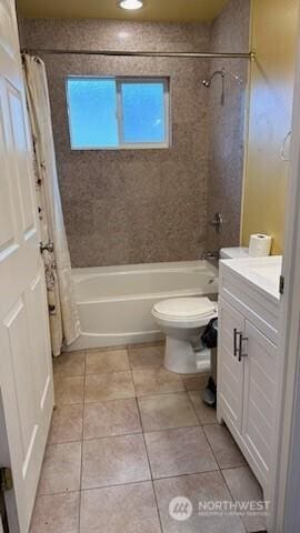 19604 108th Ave SE, Kent, WA 98055 - bathroom with vanity, shower / bath combo with shower curtain, and tile patterned floors