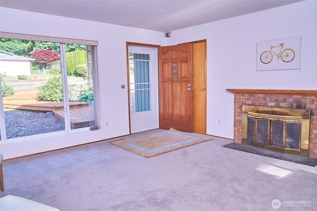 4708 63rd Ave W, Tacoma, WA 98466 - carpeted living area featuring a brick fireplace