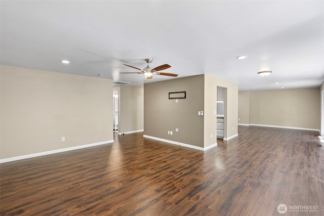 3903 Westpark Ct NW, Olympia, WA 98502 - empty room with ceiling fan, recessed lighting, and dark wood-style floors
