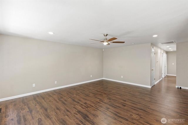 3903 Westpark Ct NW, Olympia, WA 98502 - empty room with ceiling fan, dark wood-type flooring, and recessed lighting