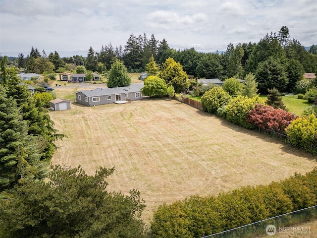 140 Big Sky Ln, Sequim, WA 98382 - aerial view of property and surrounding area featuring a tree filled landscape