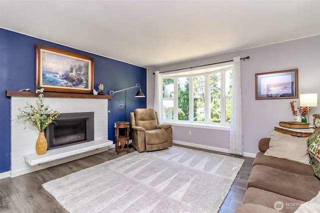 23310 133rd Ct SE, Kent, WA 98042 - living room with wood finished floors and a brick fireplace
