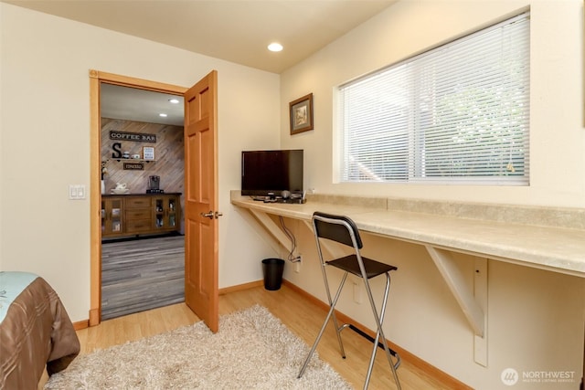 23310 133rd Ct SE, Kent, WA 98042 - home office with built in desk, light wood-style flooring, and recessed lighting