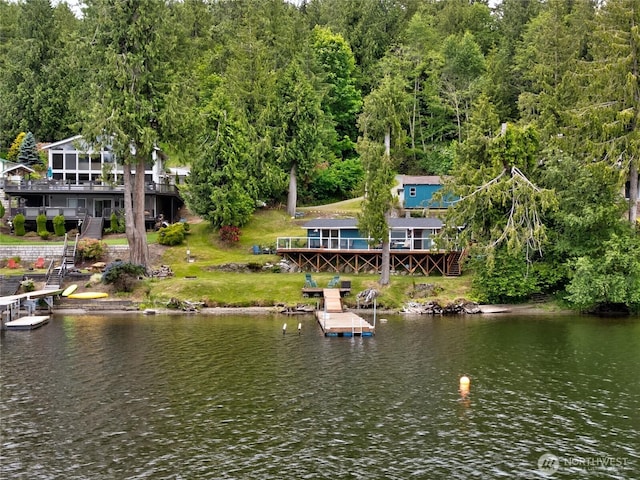 18933 W Big Lake Blvd, Mount Vernon, WA 98274 - dock area with a deck with water view and a view of trees