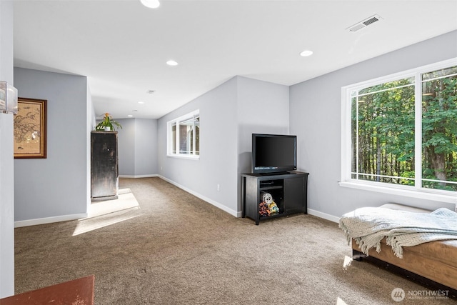 5609 Stetson Ct NW, Olympia, WA 98502 - carpeted living room featuring healthy amount of natural light and recessed lighting