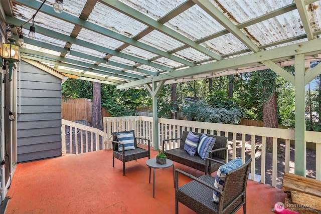 1535 NE 107th St, Seattle, WA 98125 - view of patio with outdoor lounge area, a pergola, and a wooden deck