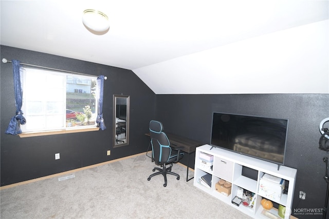 1305 Browns Point Blvd, Tacoma, WA 98422 - carpeted office space featuring vaulted ceiling and baseboards
