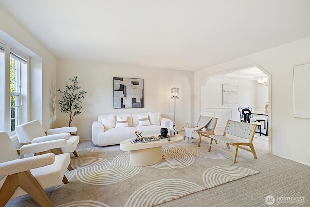 7109 SE 135th Pl, Newcastle, WA 98059 - living room with light carpet and arched walkways