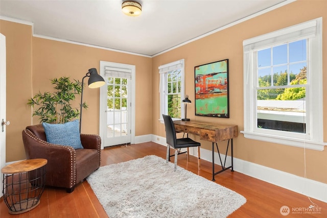 8816 Fauntleroy Way SW, Seattle, WA 98136 - office area with crown molding and wood finished floors