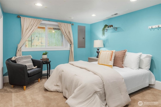 8816 Fauntleroy Way SW, Seattle, WA 98136 - bedroom featuring electric panel, carpet, and recessed lighting