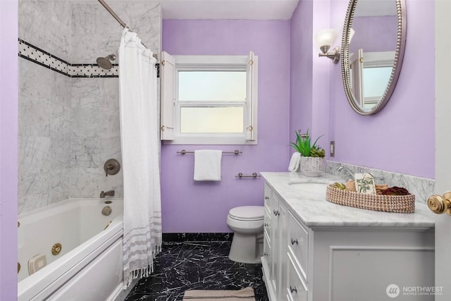8816 Fauntleroy Way SW, Seattle, WA 98136 - full bath with marble finish floors, vanity, and a combined bath / shower with jetted tub