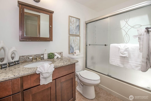 3304 202nd St SW, Lynnwood, WA 98036 - full bath featuring vanity, enclosed tub / shower combo, and tile patterned flooring