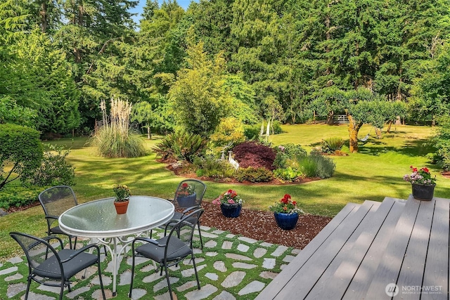 9026 SW 184th St, Vashon, WA 98070 - view of grassy yard with a patio and outdoor dining area