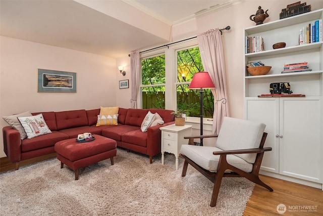 9026 SW 184th St, Vashon, WA 98070 - living area with light wood-style flooring and ornamental molding