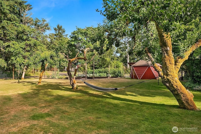 9026 SW 184th St, Vashon, WA 98070 - view of green lawn featuring a storage unit