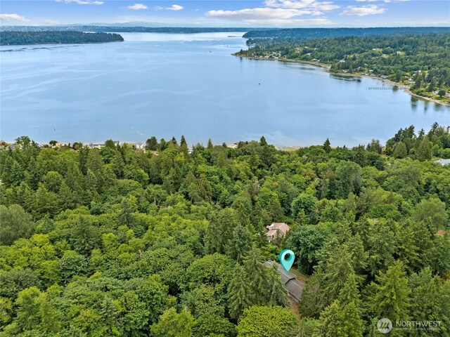 7650 SE Southworth Dr, Port Orchard, WA 98366 - aerial view of a heavily wooded area and a nearby body of water
