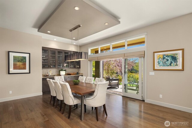 212 5th Ave W, Kirkland, WA 98033 - dining room with baseboards, dark wood-style flooring, and recessed lighting