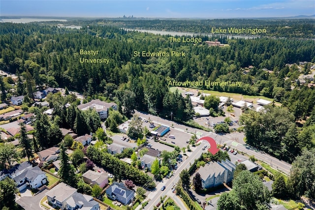 6816 NE 153rd Pl Unit D, Kenmore, WA 98028 - aerial view of property and surrounding area with a forest and nearby suburban area
