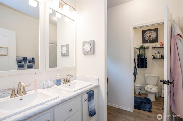 170 E Soundview Dr E, Shelton, WA 98584 - full bathroom with wood finished floors and double vanity
