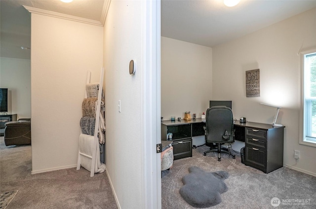 170 E Soundview Dr E, Shelton, WA 98584 - carpeted home office with ornamental molding and plenty of natural light