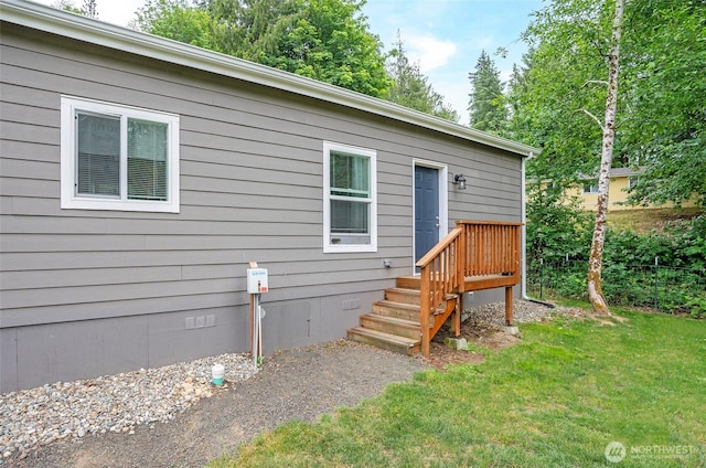170 E Soundview Dr E, Shelton, WA 98584 - exterior space with crawl space and a yard