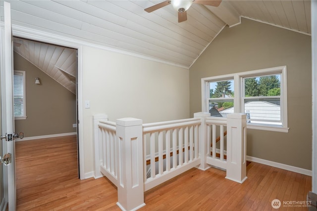 1016 N Madison St, Tacoma, WA 98406 - hall featuring an upstairs landing, wooden ceiling, and light wood-type flooring