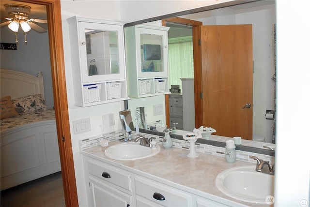 3081 Wild Goose Rd NE, Moses Lake, WA 98837 - full bathroom featuring ceiling fan and double vanity