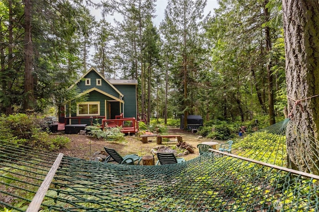 1026 Chinook Way, Center Island, WA 98221 - view of yard with a wooden deck