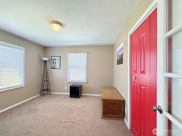 1011 E 5th St, Port Angeles, WA 98362 - misc room featuring healthy amount of natural light, carpet, baseboards, and a textured ceiling