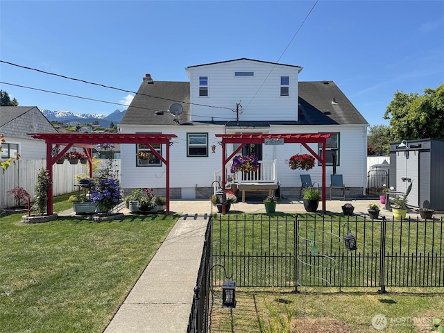 1011 E 5th St, Port Angeles, WA 98362 - back of house with a pergola, a patio area, and a shed