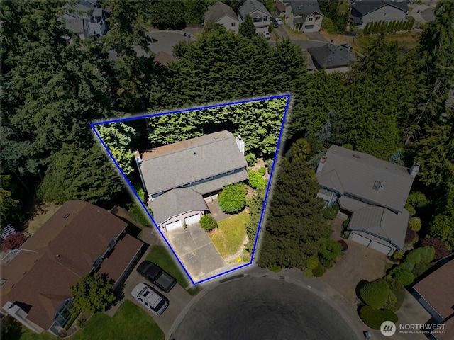 5610 S 296th Ct, Auburn, WA 98001 - aerial view of residential area with property parcel outlined