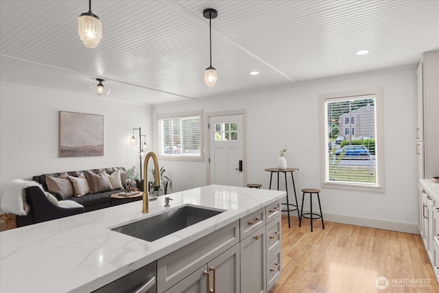 1115Avenue A, Snohomish, WA 98290 - kitchen featuring plenty of natural light, decorative light fixtures, recessed lighting, and light wood-type flooring