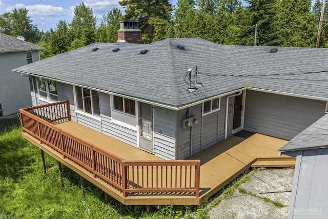 15330 40th Ave W Unit A & B, Lynnwood, WA 98087 - rear view of house with roof with shingles, a chimney, and a deck