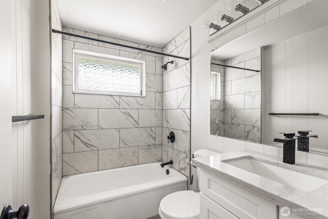 15330 40th Ave W Unit A & B, Lynnwood, WA 98087 - bathroom featuring toilet, vanity, and bathtub / shower combination