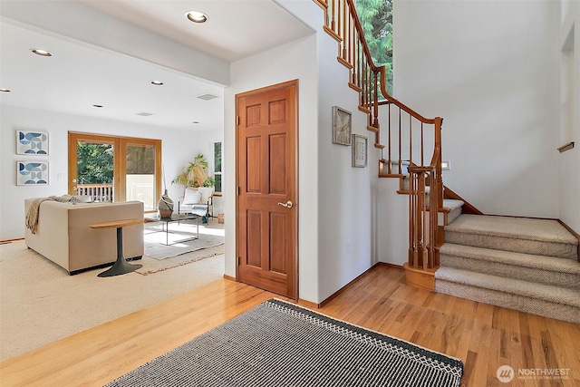 29247 188th Ave SE, Kent, WA 98042 - foyer entrance featuring stairs, light wood finished floors, and recessed lighting