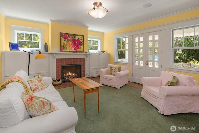 19840 Vashon Hwy SW, Vashon, WA 98070 - living room with crown molding and a tile fireplace