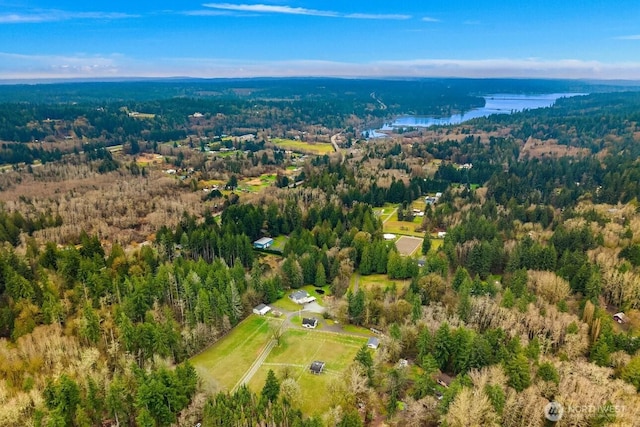 1204 SE Oak Rd, Port Orchard, WA 98367 - aerial overview of property's location featuring a heavily wooded area and a large body of water