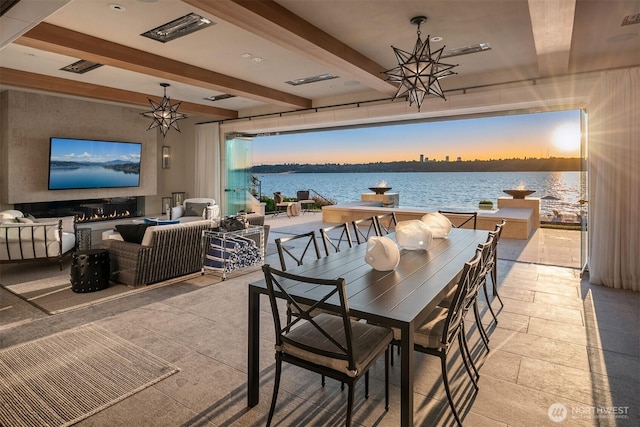 1615 Roanoke Way, Mercer Island, WA 98040 - view of patio / terrace with an outdoor living space, a water view, and outdoor dining area