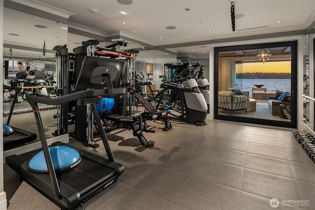 1615 Roanoke Way, Mercer Island, WA 98040 - gym featuring ornamental molding