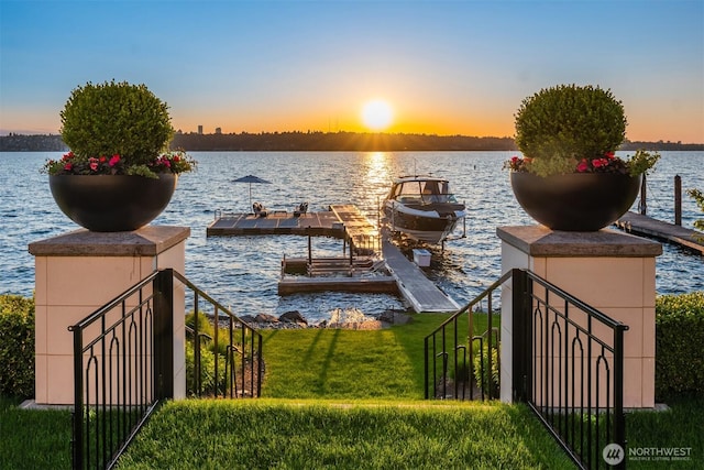 1615 Roanoke Way, Mercer Island, WA 98040 - dock with a water view and a yard