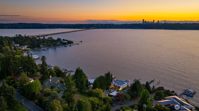 1615 Roanoke Way, Mercer Island, WA 98040 - aerial view at dusk of a water view and a notable bridge