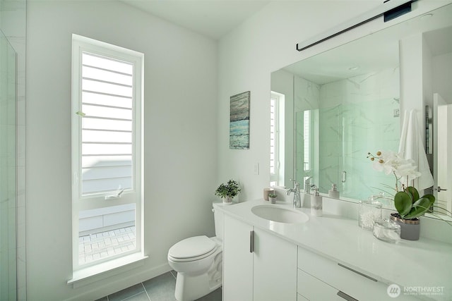 2001 S Norman St Unit B, Seattle, WA 98144 - full bathroom with vanity, a marble finish shower, and tile patterned flooring