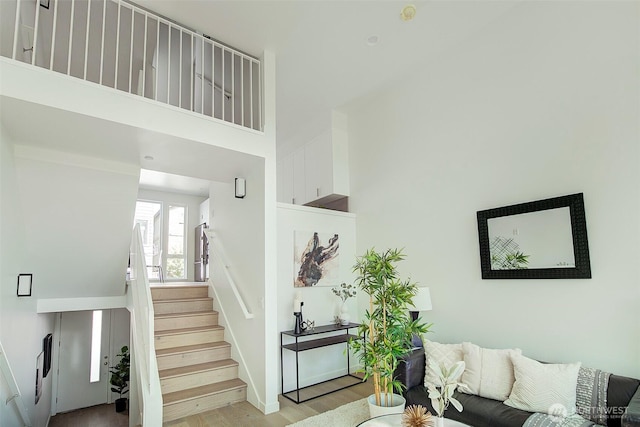 2001 S Norman St Unit B, Seattle, WA 98144 - stairs featuring wood finished floors and a towering ceiling