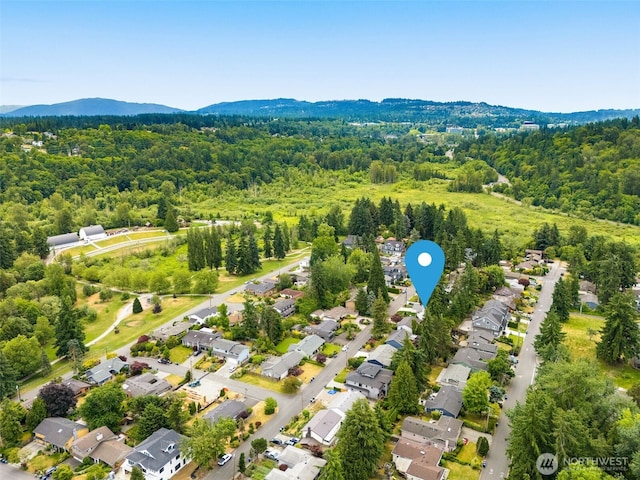 539 129th Ave SE, Bellevue, WA 98005 - aerial perspective of suburban area featuring a forest and mountains